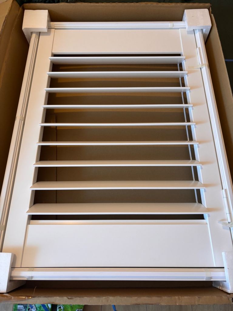 Brand New (opened box) White Wooden Window Shutter