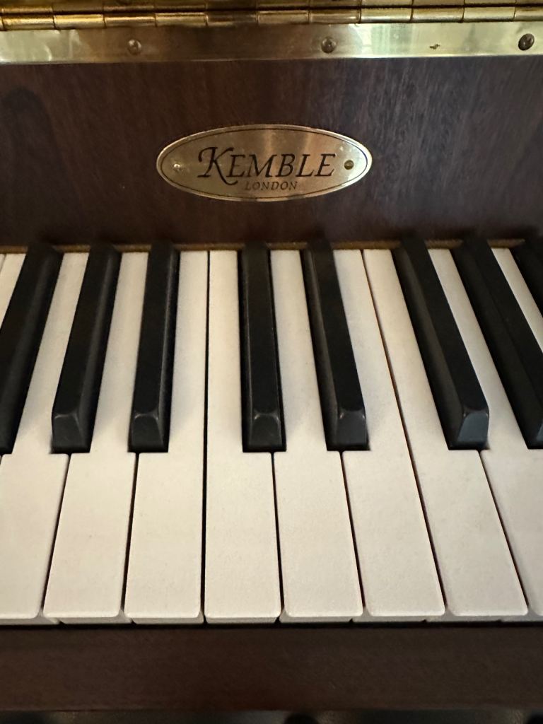 REDUCED - Stunning KEMBLE CLASSIC Satin Mahogany Upright Piano and Hinged Piano Stool - Like New