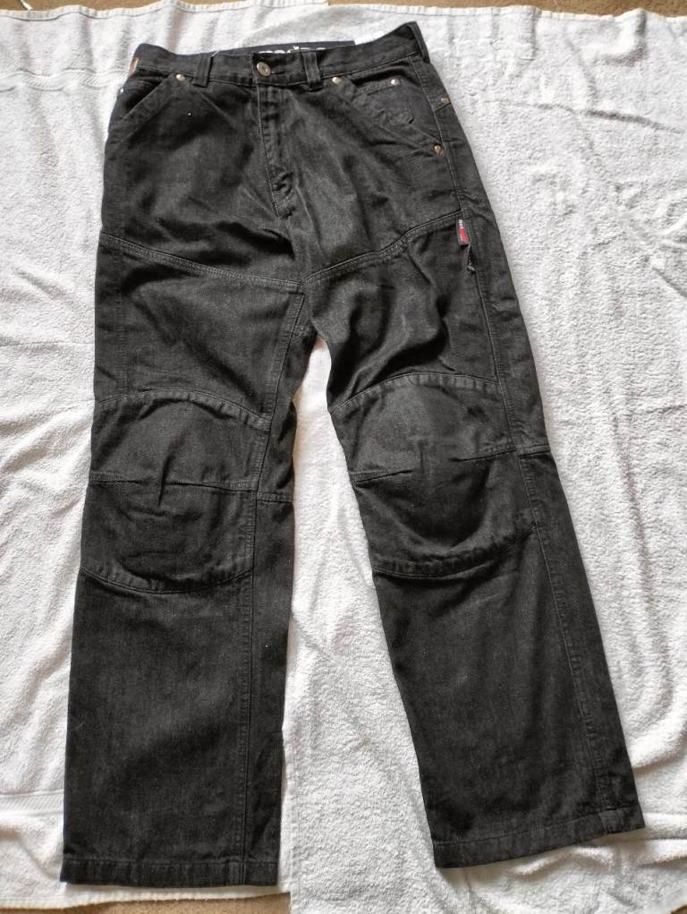 Red Route Mens stretch denim motorcycle Jeans Black Size 32" Short 31" Leg Kevlar & Armour