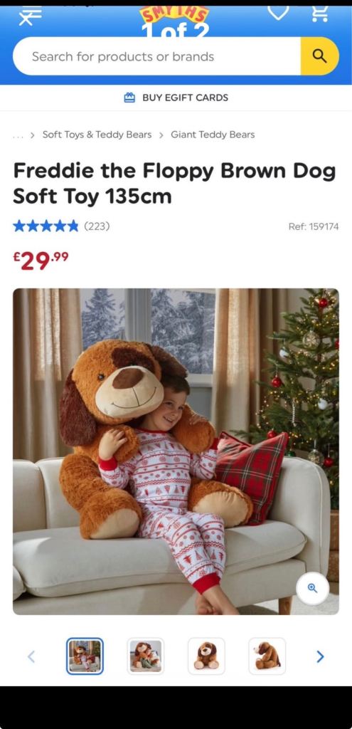 Smyths Freddie the Floppy Brown Large Dog Teddy.