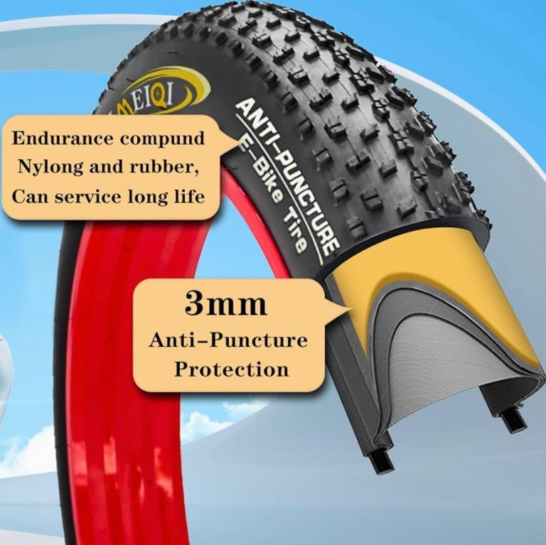 20 Inch Fat Electric E-bike Tyre 20 X 4 Puncture Resistant Folding Heavy Duty
