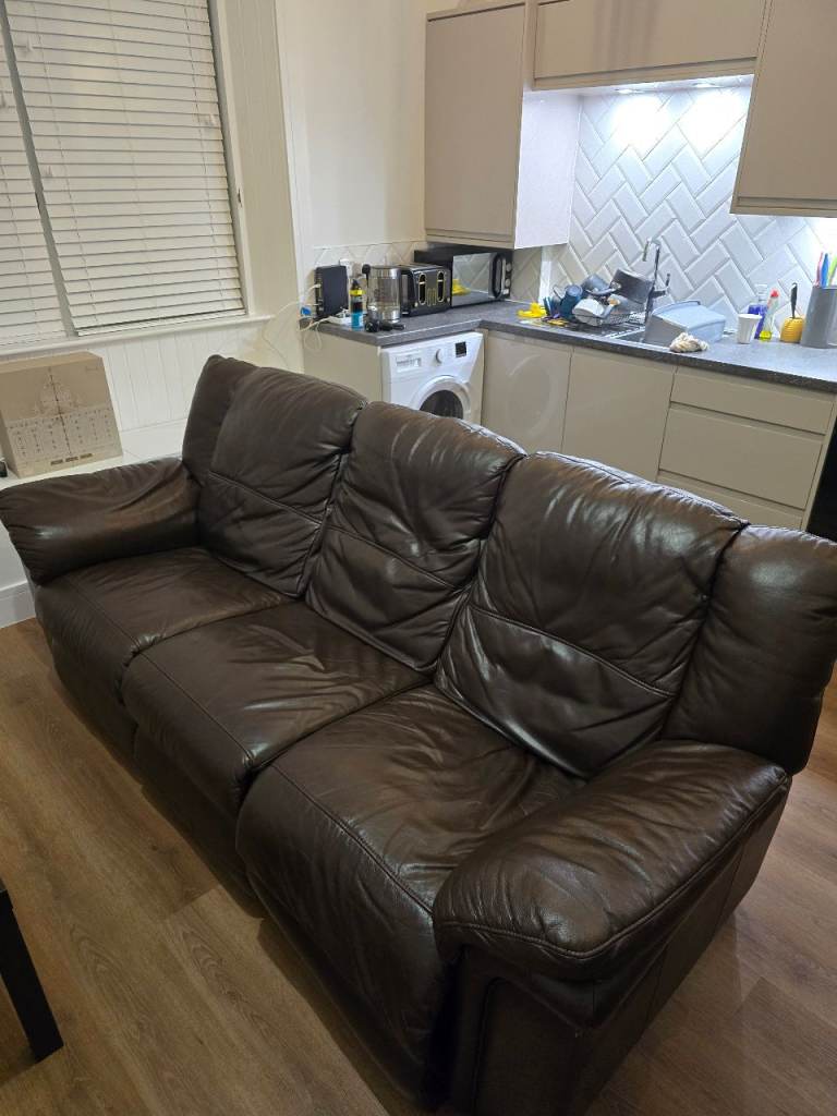 Brown Leather Recliner Sofa