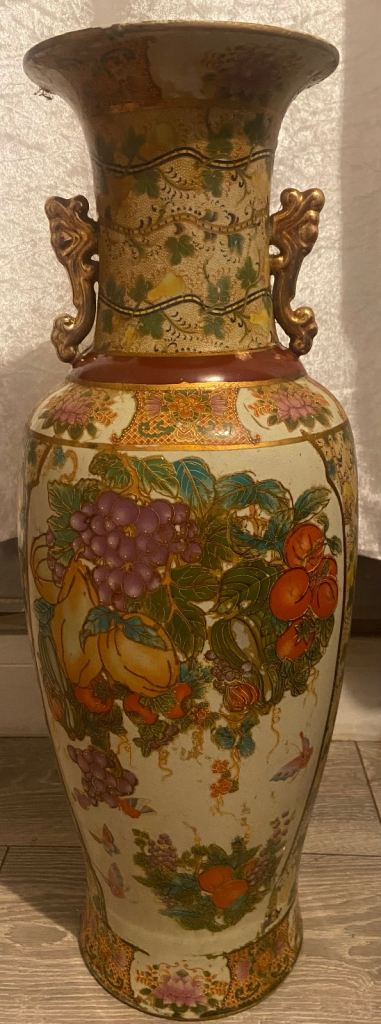 Antique Japanese large fruit floor vase 