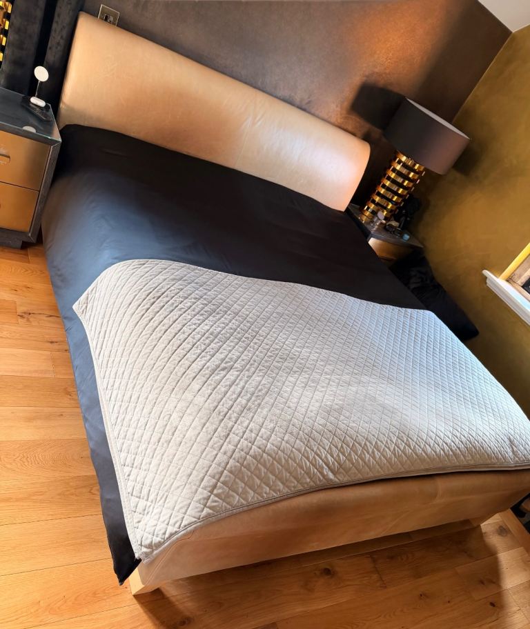 Faux Leather Beige Super King Size Bed Frame 