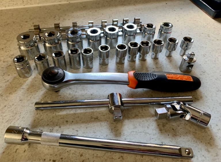 Beta 1/2 inch 6 point ratchet socket set C920A & extras