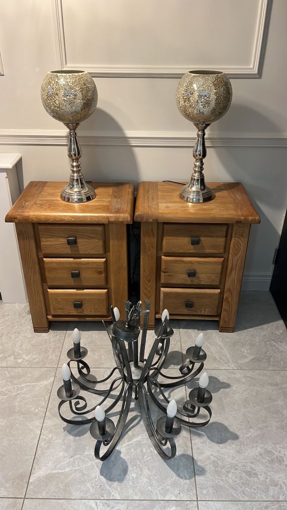 Solid oak bedside cabinets 