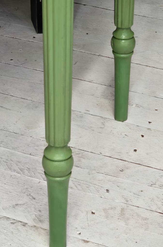 Vintage Half Moon Painted Console Table With Secret Drawer