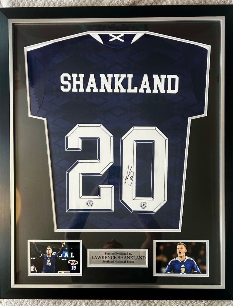 Shankland signed Scotland World Cup shirt hearts coa framed