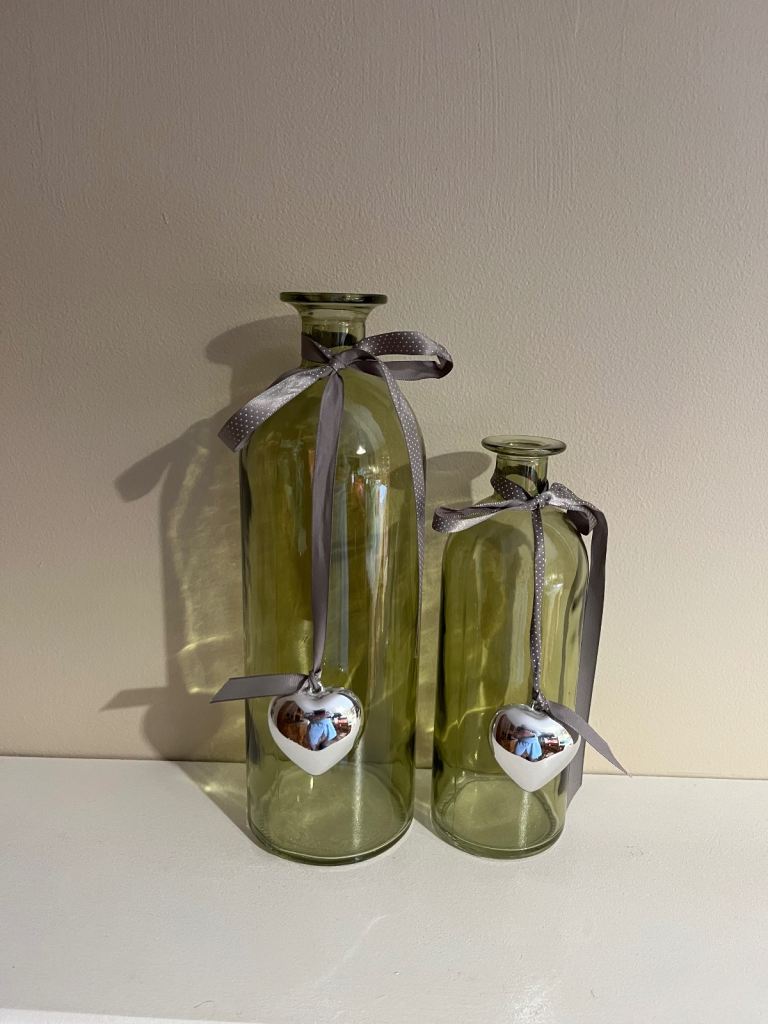 Green tinted decorative vases