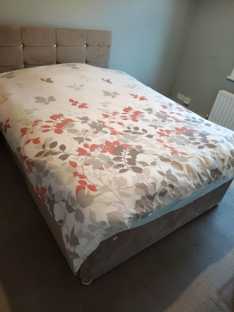 Comfortable Double Divan Bed with Headboard – Good Condition