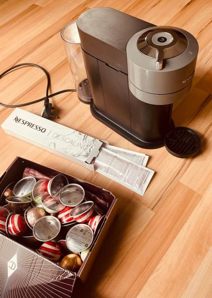 Nespresso Vertuo Next Coffee Machine + Huge Pod Bundle & Descaling Kit