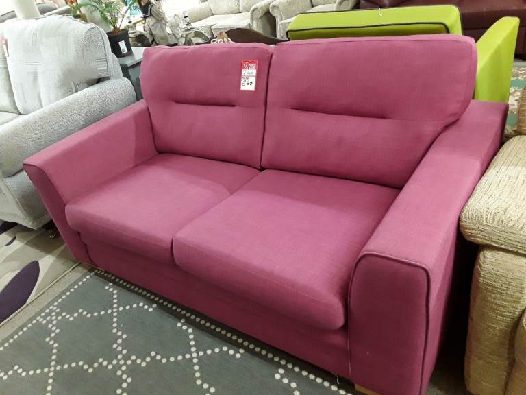 Pink / lilac fabric two-seater sofa Copley Mill Low Cost Moves 2nd Hand Items STALYBRIDGE SK15 3DN