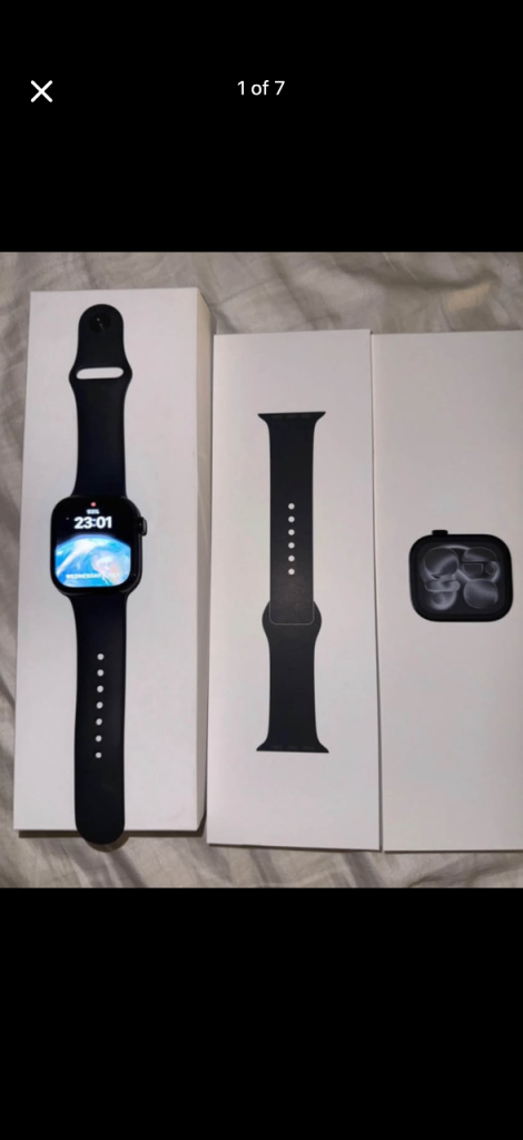 Apple Watch Series 11 GPS + Cellular 42mm Jet Black Aluminium Case with Black Sport Band - S/M