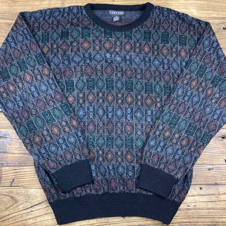 Jantzen Retro Patterned Knit Jumper 90s Style Men’s XL