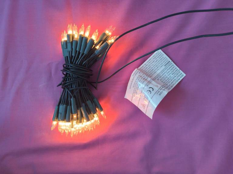 CHRISTMAS LIGHTS - 100 Indoor - Tree/garland. Two loose rows of 50 joined at 1 plug. New, unused.