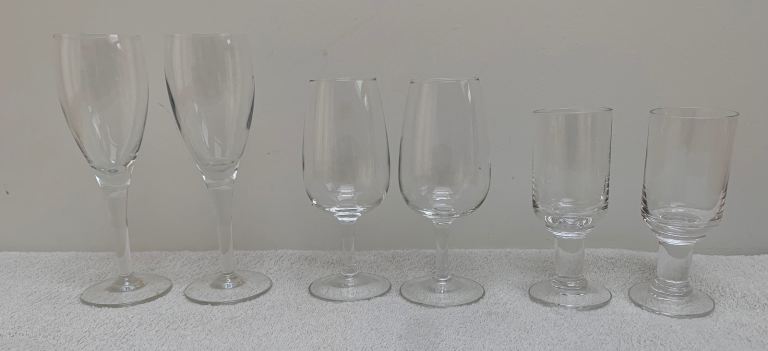 3 pairs of port/sherry glasses