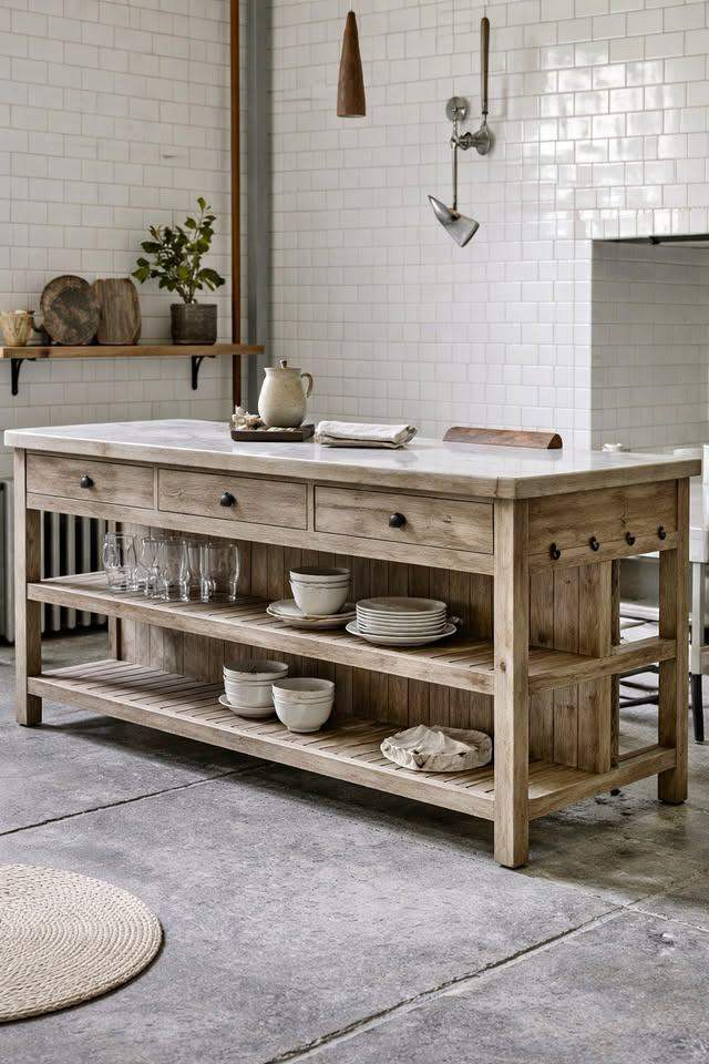 Luxury Marble Top Kitchen Island – Gallery Direct Luan (RRP £2,100+)