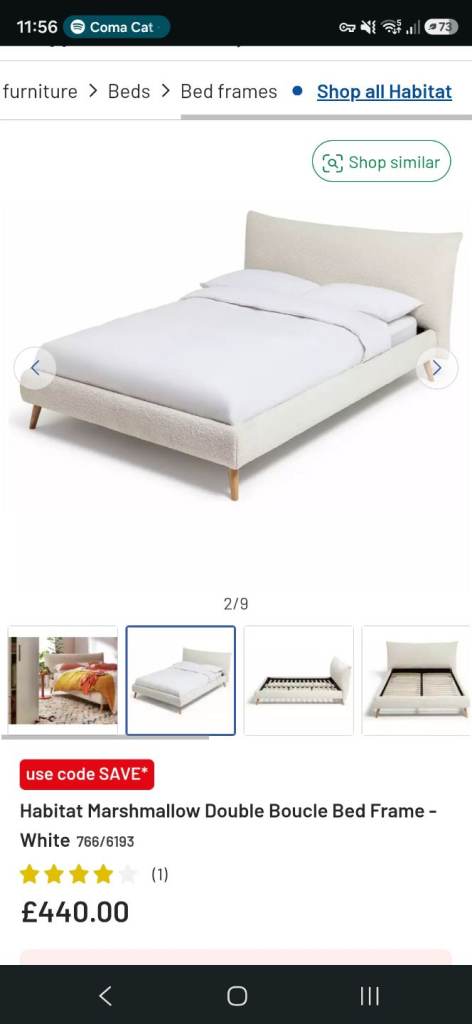 Habitat Marshmallow Double Bed