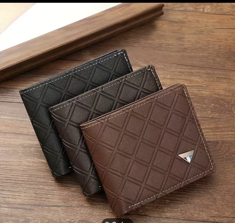 Men's Simple Short Wallet Plaid Thin Soft Wallet Coin With Card 