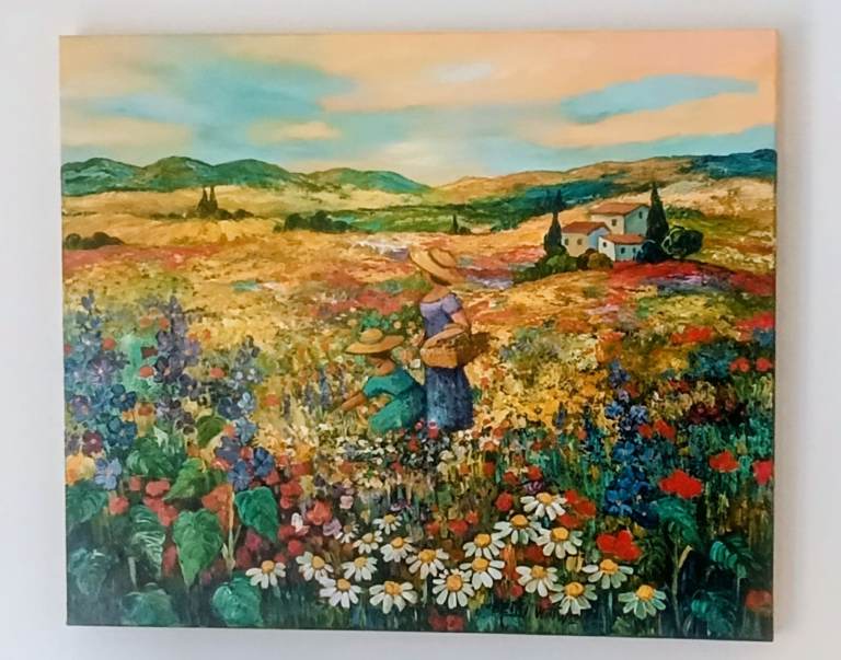 Large Original Betty Wittwe Painting – French Riviera / Provence – 120 x 100cm