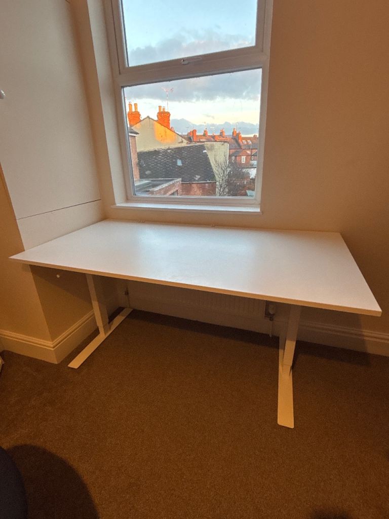 IKEA TROTTEN Desk sit/stand, white, 160x80 cm