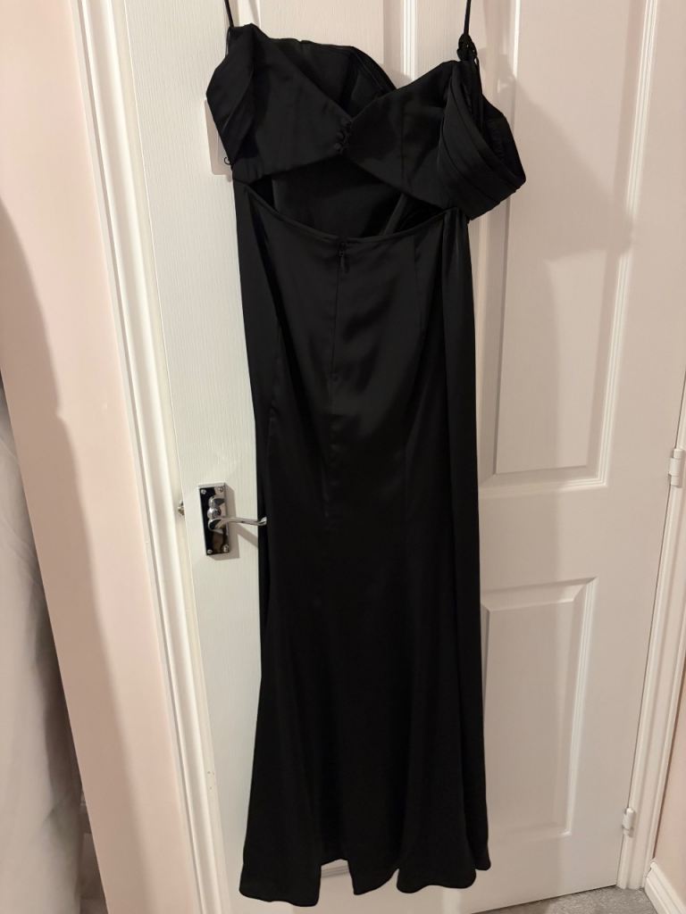 Stunning Black satin bridesmaid/prom dress