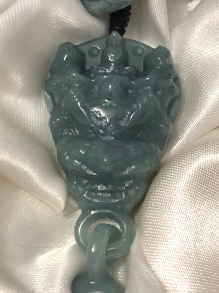 24 inch Natural Jadeite Jade Dragon owl heart pendant solid 