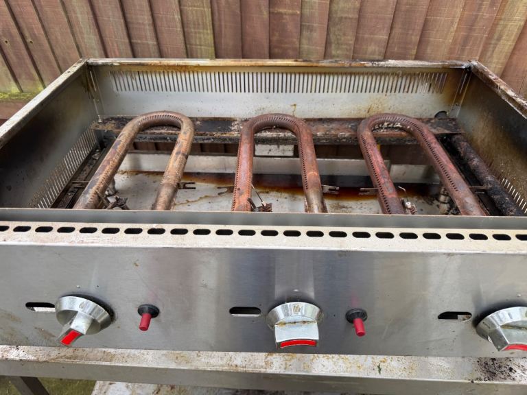 Used Commercial Gas Griddle 3-Burner Flat Top Stainless Steel Catering Hot Plate 