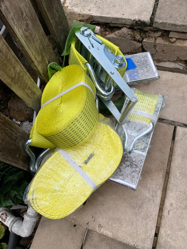 Yellow Ratchet Straps with Hooks – Good Condition