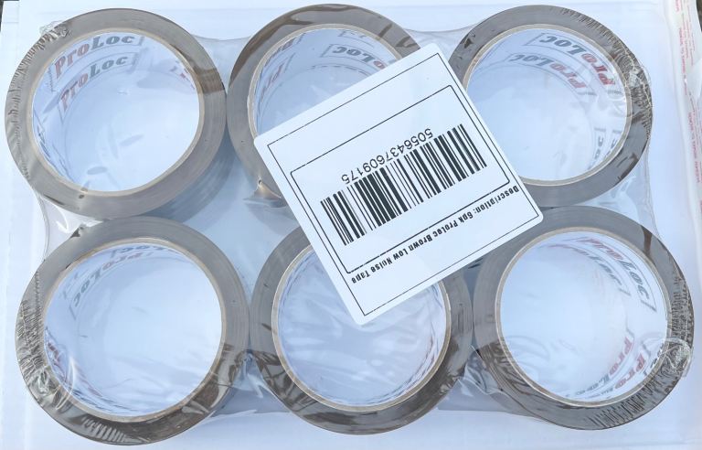 New ProLoc Brown Low Noise Packing Tape - 6 Rolls, Cellotape Sellotape Tapes Bundle Set Sale