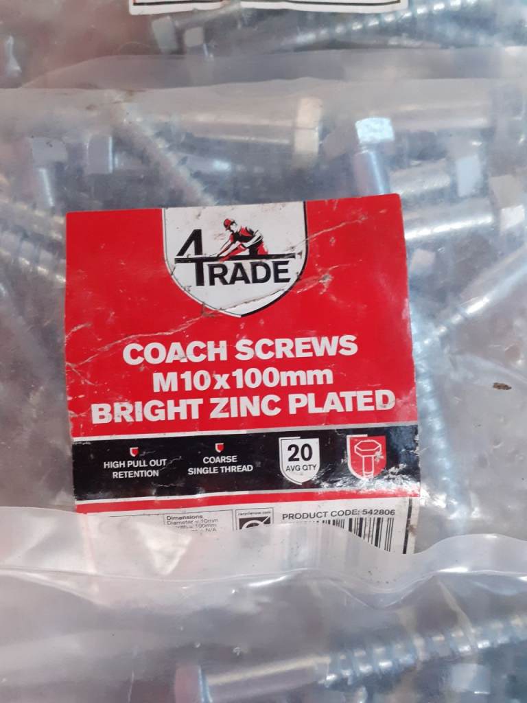 Coach screws m10 x 100mm