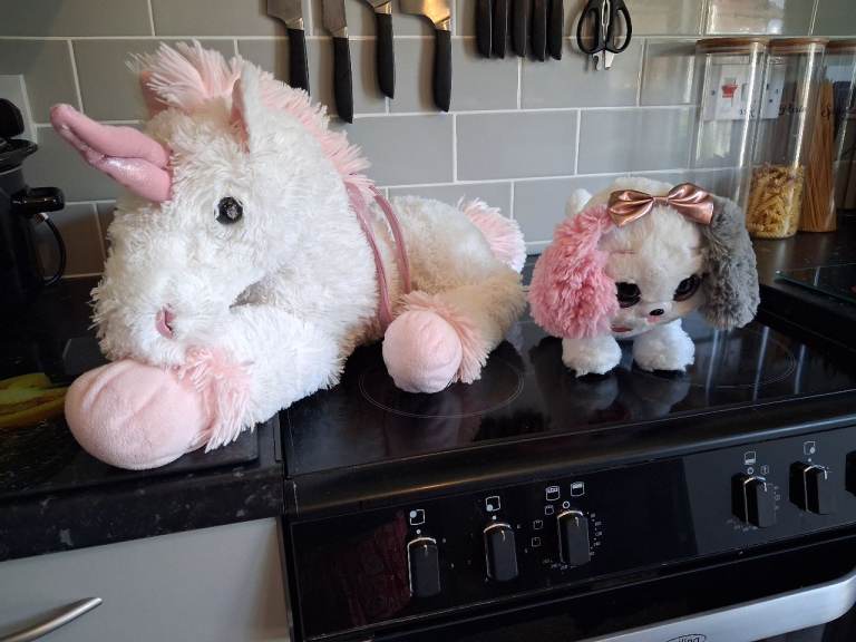 Unicorn and Puppy Soft Toys – Good Condition