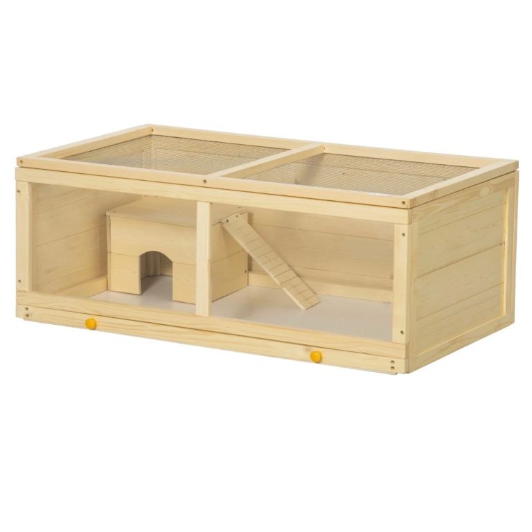 Brand New PawHut Wooden Hamster Cage w/ Tray & Hut