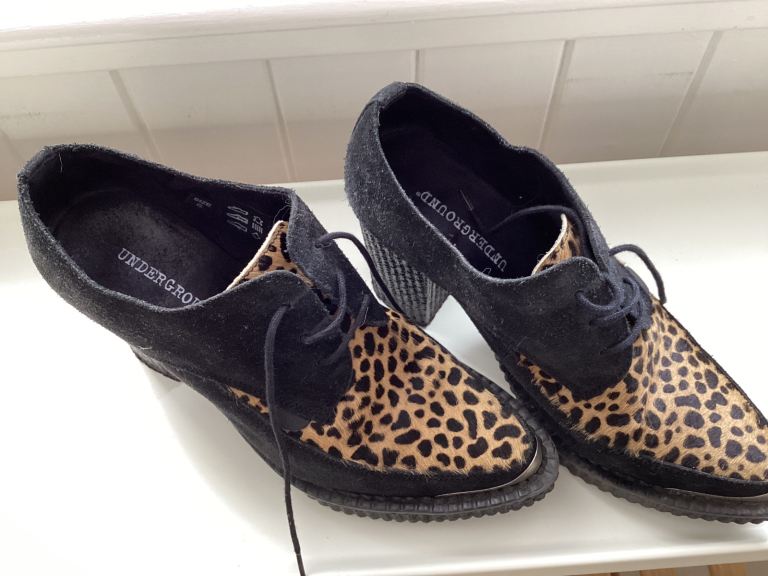 Underground black suede and horsehair pointed heeled shoes size 6
