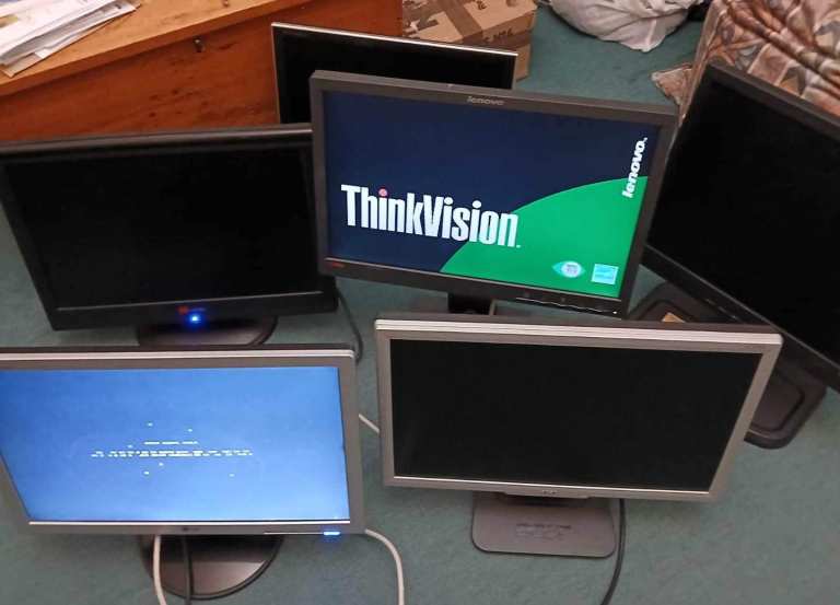 image for Six computer monitors