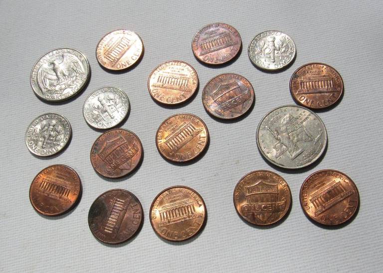 Collection Of American USA Coins Quarter Dollar Cents Dimes Modern Various Years