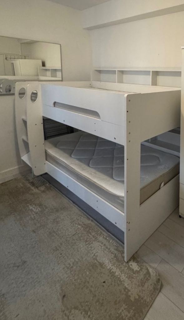 The Polaris White Wooden Storage Bunk Bed 