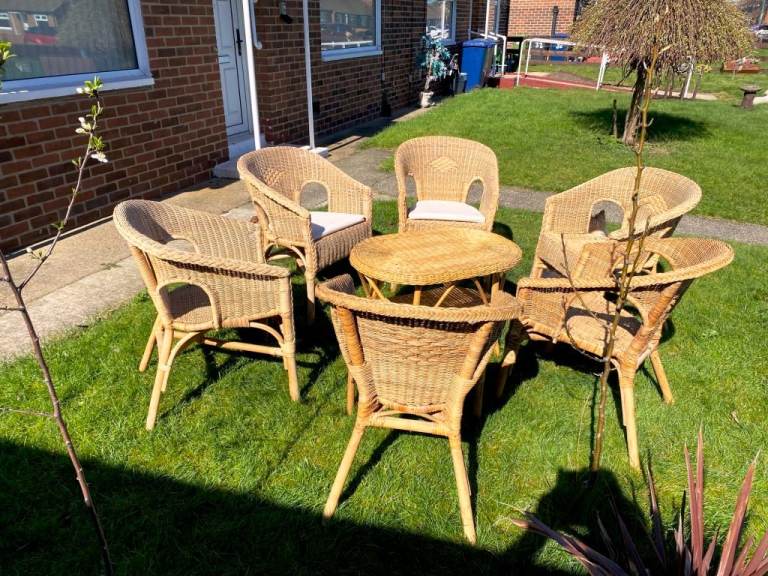 Wicker Patio Table & Chairs Set