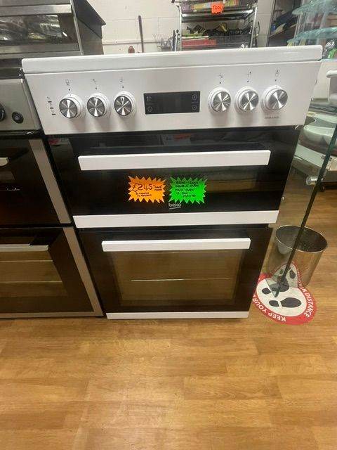 Beko White Double Oven Fan Assisted 60cms Cooker 