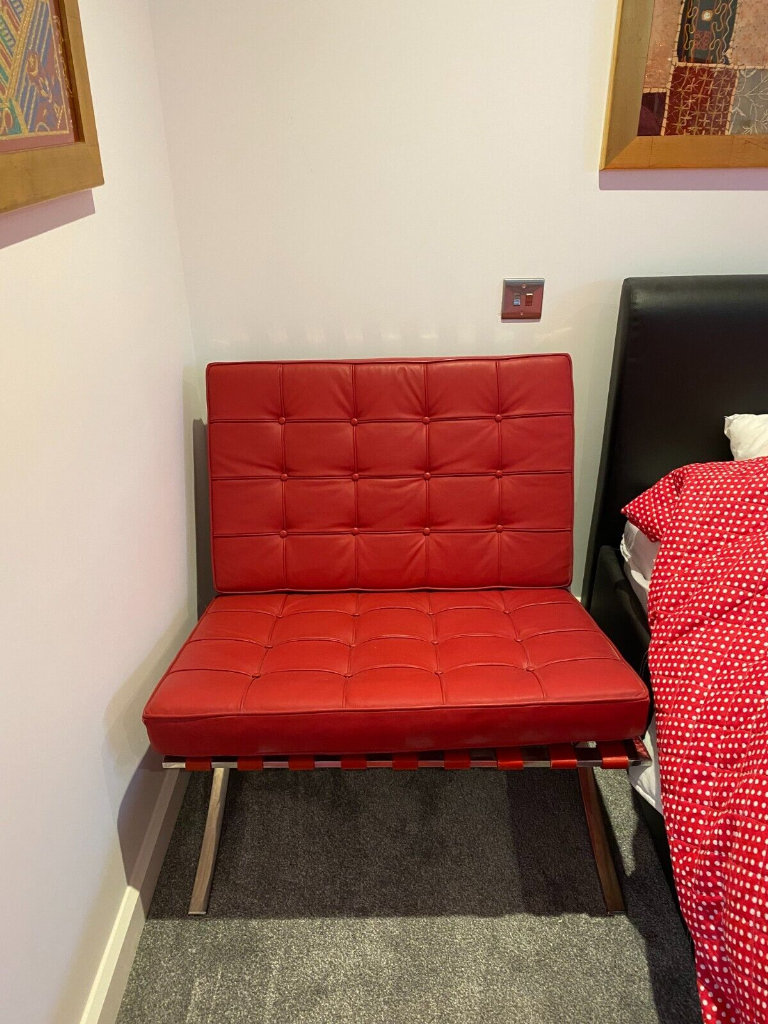 Red chair barcelona style - Chrome and PU leather