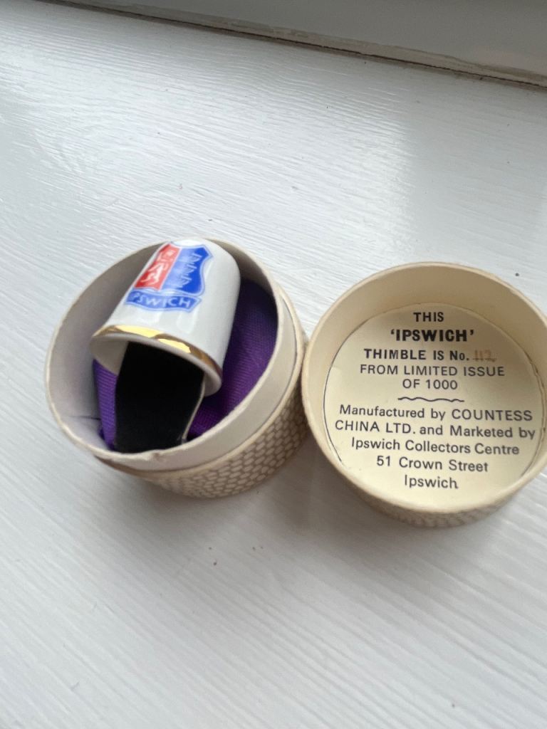 Bone China  limited edition of 1000  new thimble of Ipswich Town .