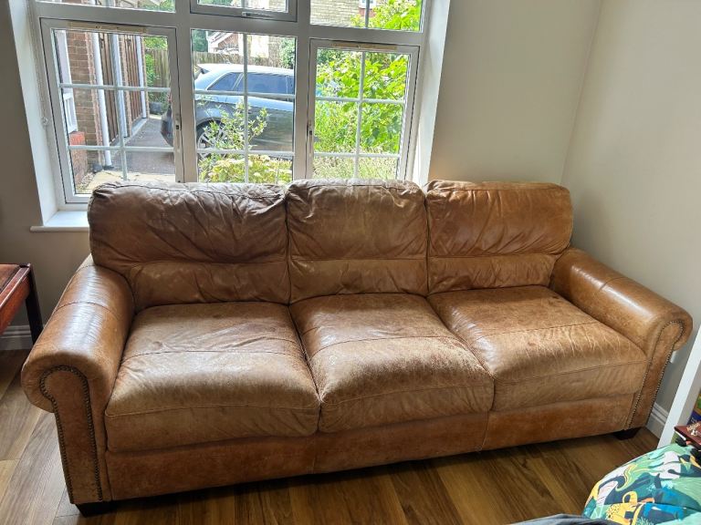 FREE - Tan suede Leather 3-Seater Sofa