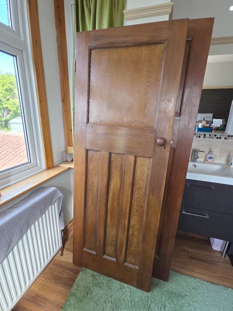 Original solid wood 1920s-1930s 4 panel door (2 available)