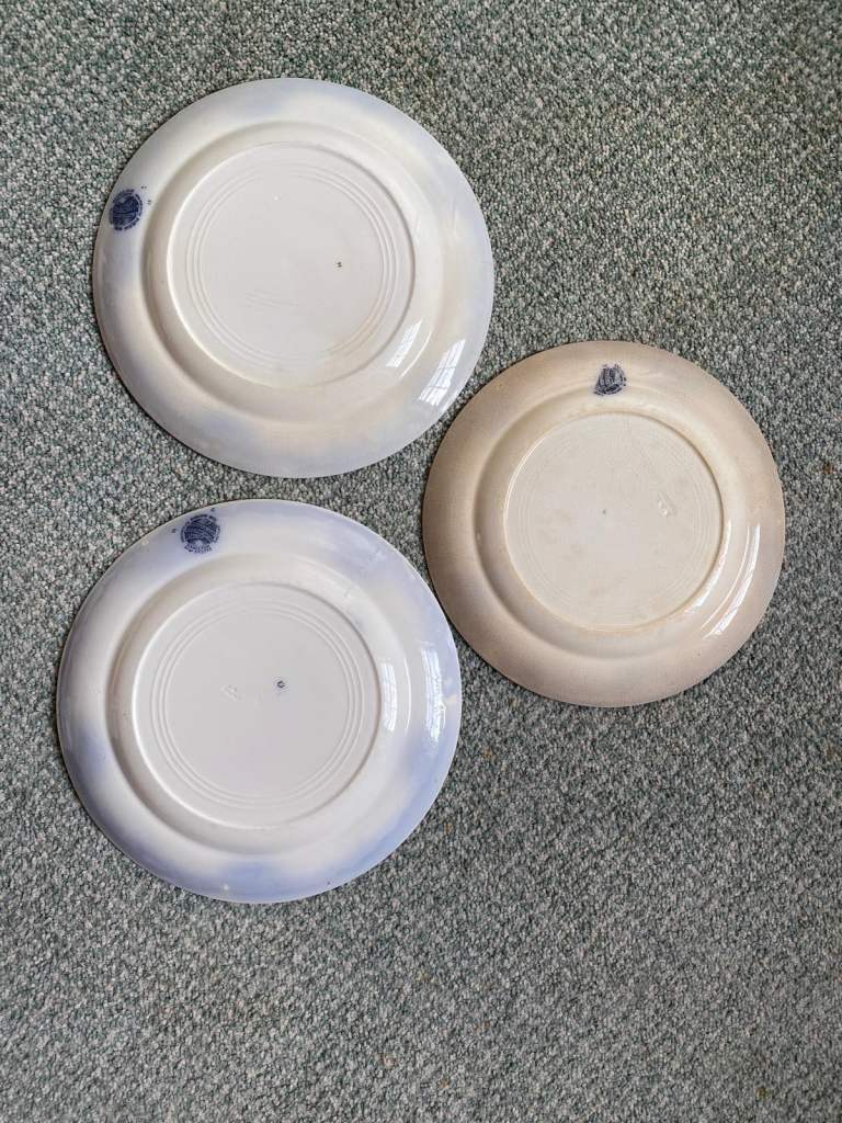 3 Burleigh semi porcelain vintage plates