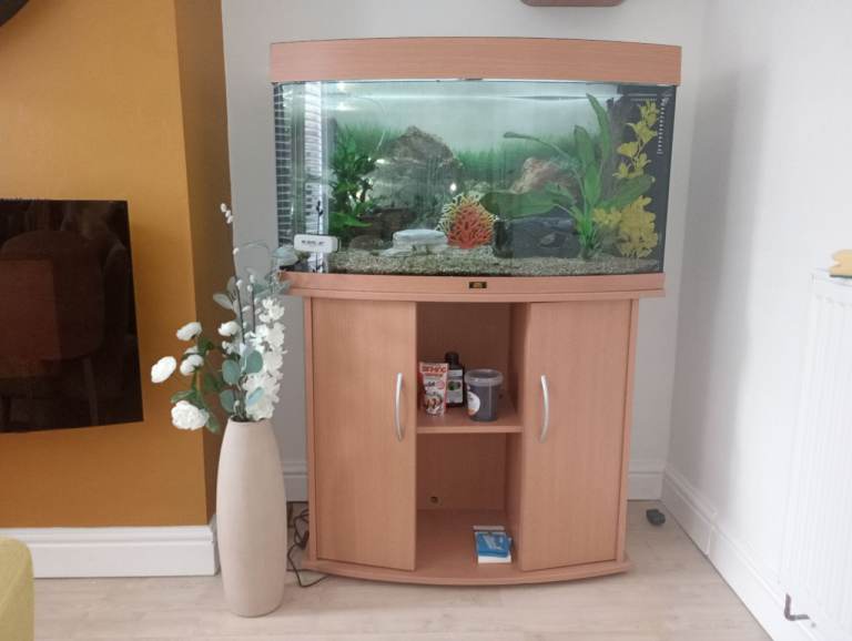 JEWEL Bow-Front Tropical Fish Tank with Beech Cabinet