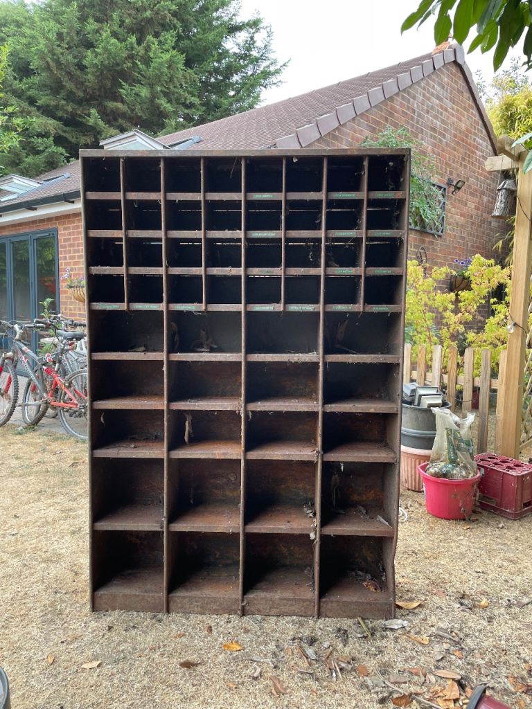 Large Vintage Metal Pigeon Hole Unit - Industrial Storage Cabinet