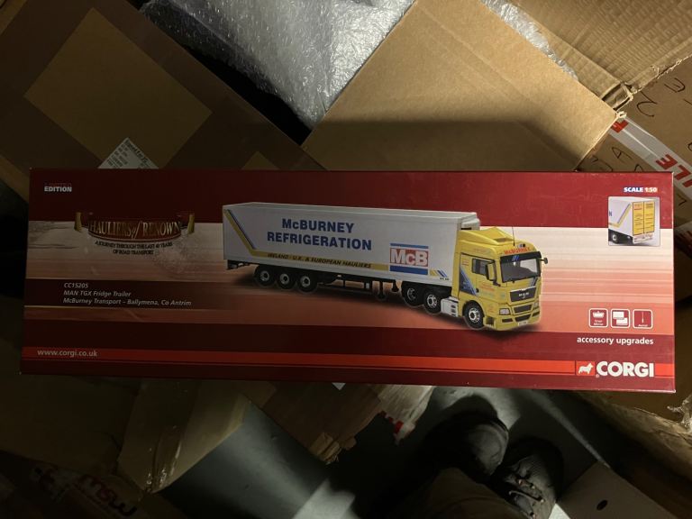 Very Rare Corgi CC15205 MAN TGX Fridge Trailer - McBurney Transport - Ballymena, Co Antrim