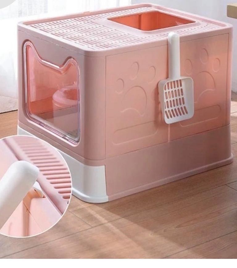 Foldable Full Cover Cat Toilet with Drawer