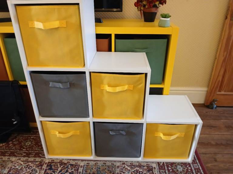 6 cube storage unit with boxes