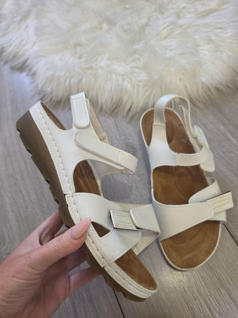 Womens White Strap Fastener Orthopaedic Sandals Size 41 Uk 8